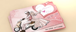 แบบการ์ดแต่งงาน น่ารักด้วยการ์ตูน